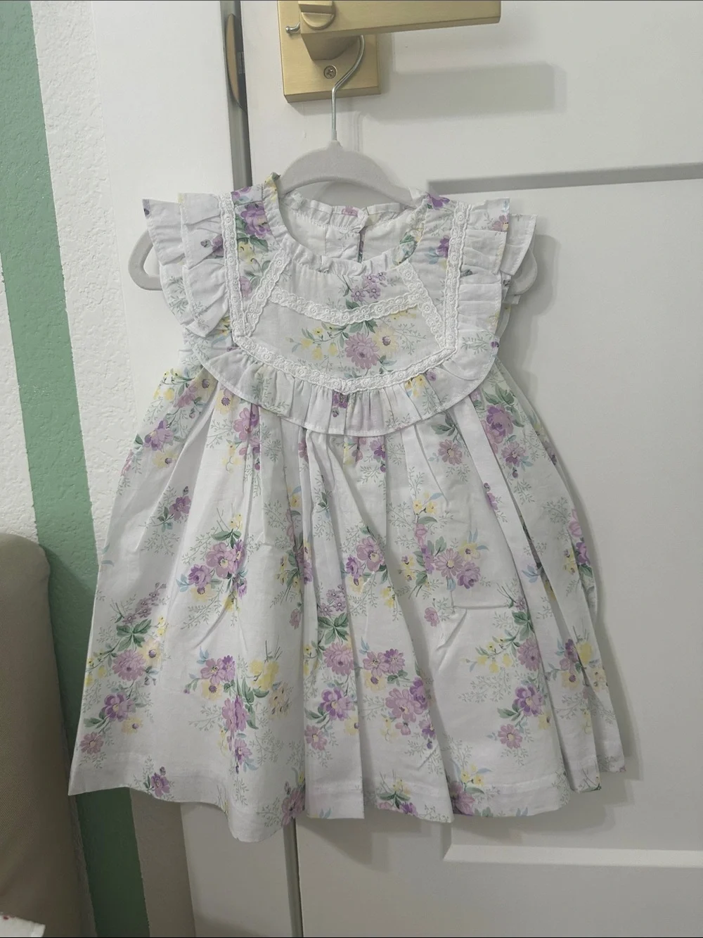 Janie and Jack White Floral Ruffle Dress - Lavender & Yellow